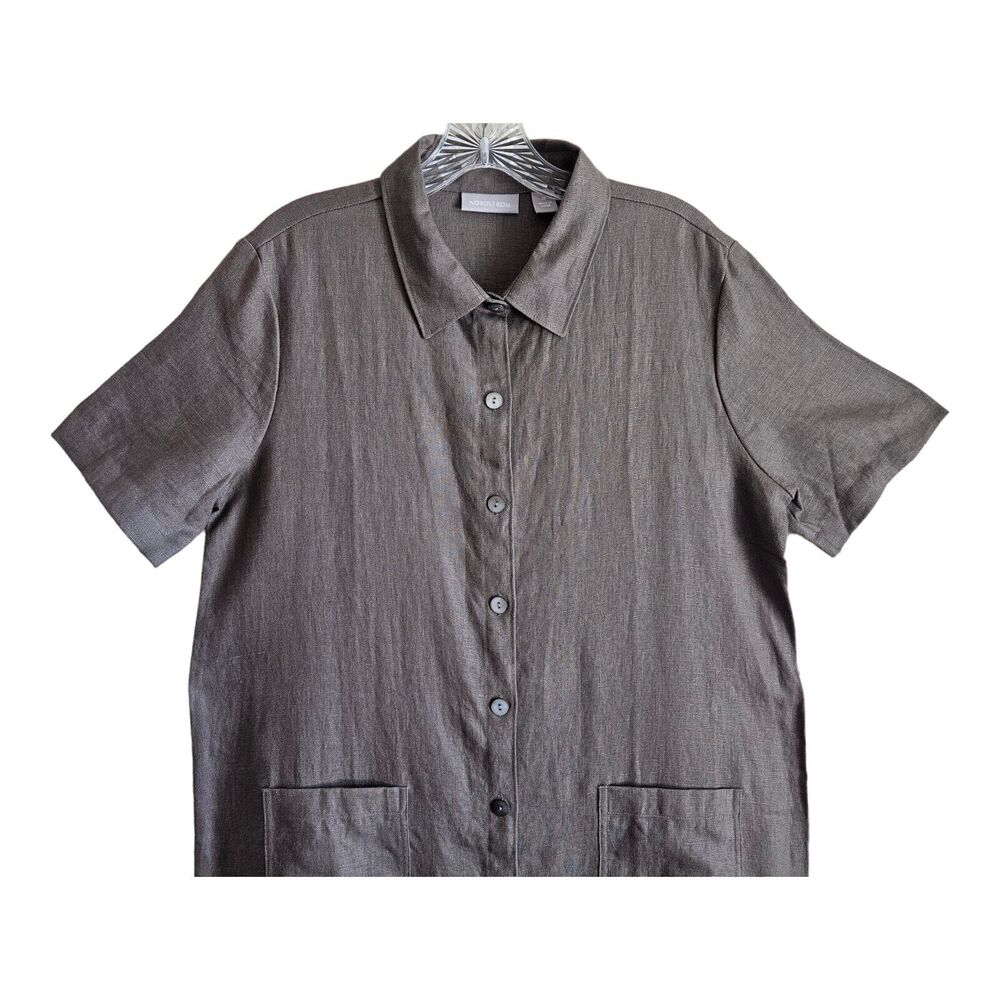 Nordstrom Brown Button-Front Midi Shirt Dress - Picture 2 of 8